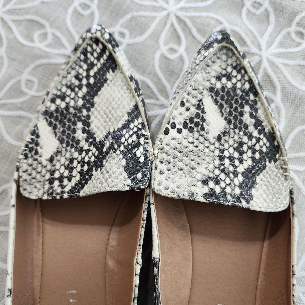 Madden Girl Black and White/Cream Snakeskin Loafers - Picture 9 of 11